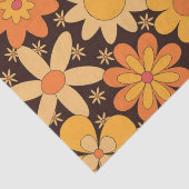 Retro Groovy Blumenmuster Gelb und Orange Seidenpapier (Detail)