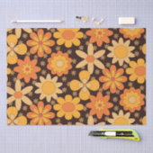 Retro Groovy Blumenmuster Gelb und Orange Seidenpapier (Handwerk)