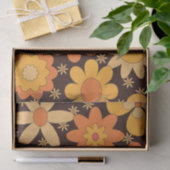 Retro Groovy Blumenmuster Gelb und Orange Seidenpapier (Geschenk)