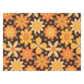 Retro Groovy Blumenmuster Gelb und Orange Tischdecke (Vorderseite (Horizontal))