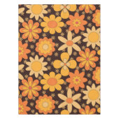 Retro Groovy Blumenmuster Gelb und Orange Tischdecke (Vorderseite)