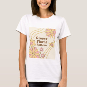 Retro Groovy Blumenmuster Smiley-Gesicht Blumen T- T-Shirt