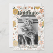 Retro Groovy Blumenstrauß Foto Kinder Abschluss Einladung (Vorderseite)