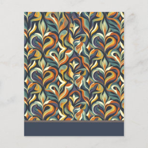 Retro Groovy Blumenwirbel Navy Türkis Orange Muste Flyer