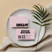 Retro Groovy Blush Pink QR Code Boho Girly hello Visitenkarte