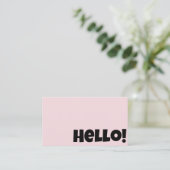 Retro Groovy Blush Pink QR Code Boho Girly hello Visitenkarte (Stehend Vorderseite)