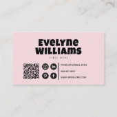 Retro Groovy Blush Pink QR Code Boho Girly hello Visitenkarte (Rückseite)