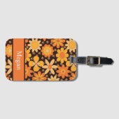 Retro Groovy Blütengelb und orange individuell Gepäckanhänger (Vorderseite (Horizontal))