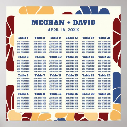 Retro Groovy Boho Chic Blumenzettel Poster (Vorne)