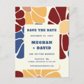Retro Groovy Boho Chic Floral Save the Date Ankündigungspostkarte (Vorderseite)