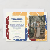 Retro Groovy Boho Chic Floral Wedding Dankeskarte (Vorderseite)