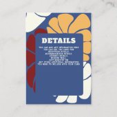 Retro Groovy Boho Chic Floral Wedding Details Card Begleitkarte (Vorderseite)