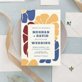 Retro Groovy Boho Chic Floral Wedding Einladung