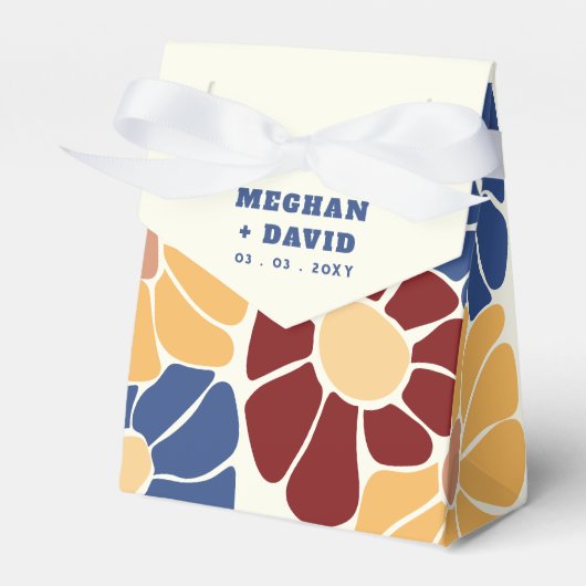 Retro Groovy Boho Chic Floral Wedding Geschenkschachtel (Vorderseite)