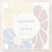 Retro Groovy Boho Chic Floral Wedding Glasuntersetzer (Rückseite)