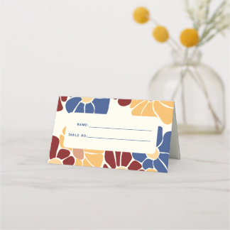 Retro Groovy Boho Chic Floral Wedding Platzkarte