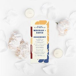 Retro Groovy Boho Chic Floral Wedding Programm