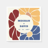 Retro Groovy Boho Chic Floral Wedding Serviette (Vorderseite)