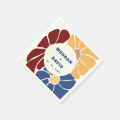 Retro Groovy Boho Chic Floral Wedding Serviette (Ecke)