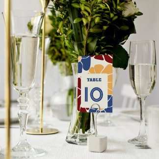 Retro Groovy Boho Chic Floral Wedding Tischnummer