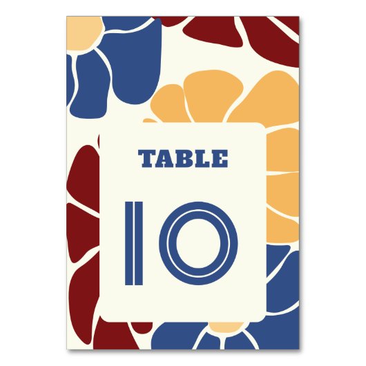 Retro Groovy Boho Chic Floral Wedding Tischnummer (Vorderseite)