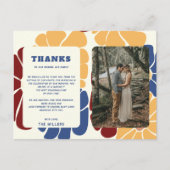 Retro Groovy Boho Chic Floral Wedding Vielen Dank Postkarte (Vorderseite)