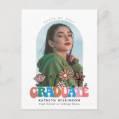 Retro Groovy Boho Foto Abschluss Ankündigungspostkarte (Vorderseite)