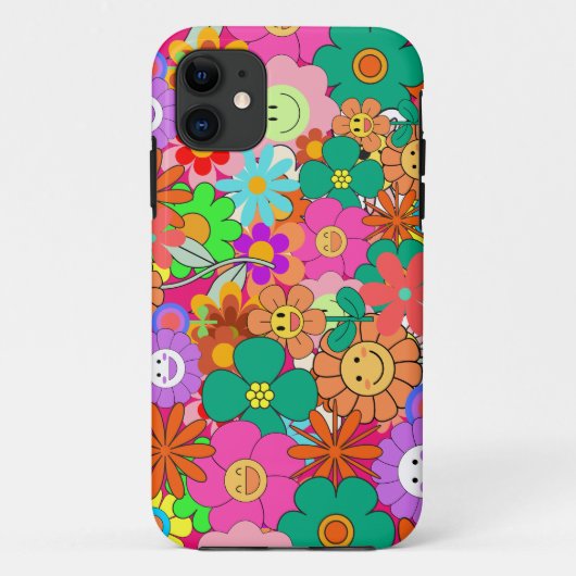 Retro Groovy Boho Hippie Blume Case-Mate iPhone Hülle (Rückseite)