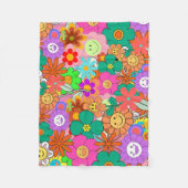 Retro Groovy Boho Hippie Blume Fleecedecke (Vorderseite)