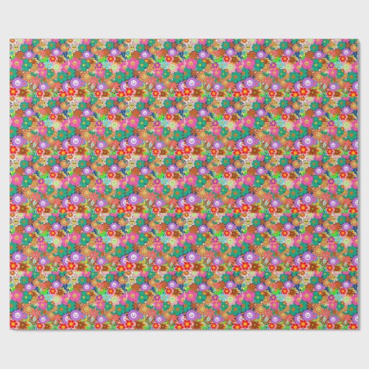 Retro Groovy Boho Hippie Blume Geschenkpapier (Flach)