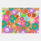 Retro Groovy Boho Hippie Blume Geschenkpapier Set (Vorderseite 3)