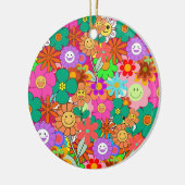 Retro Groovy Boho Hippie Blume Keramik Ornament (Links)