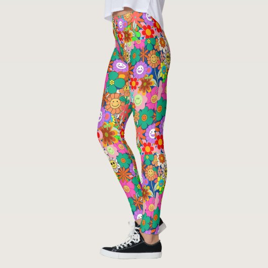 Retro Groovy Boho Hippie Blume Leggings (Links)