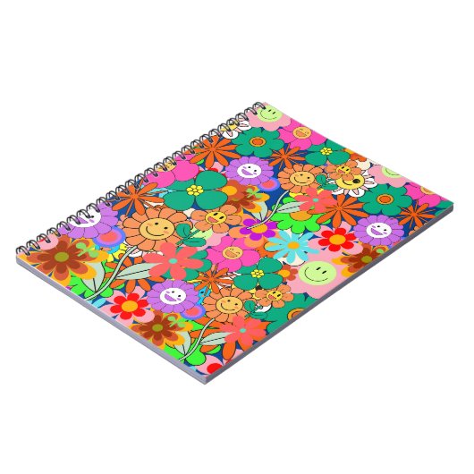 Retro Groovy Boho Hippie Blume Notizblock (Linke Seite)