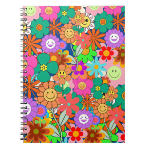 Retro Groovy Boho Hippie Blume Notizblock