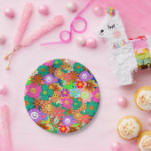 Retro Groovy Boho Hippie Blume Pappteller (Party)