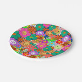 Retro Groovy Boho Hippie Blume Pappteller (Schrägansicht)