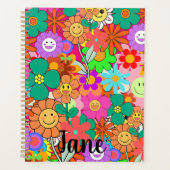 Retro Groovy Boho Hippie Blume Planer (Vorderseite)