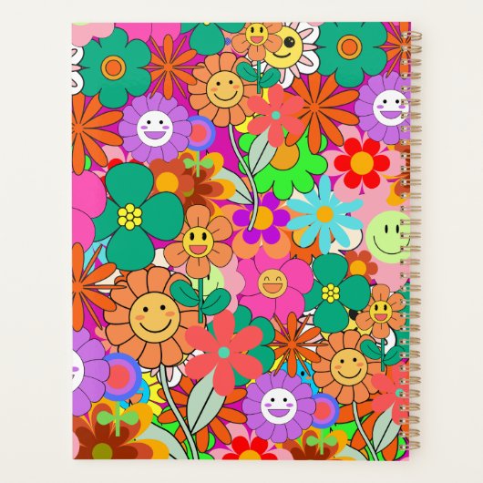Retro Groovy Boho Hippie Blume Planer (Rückseite)