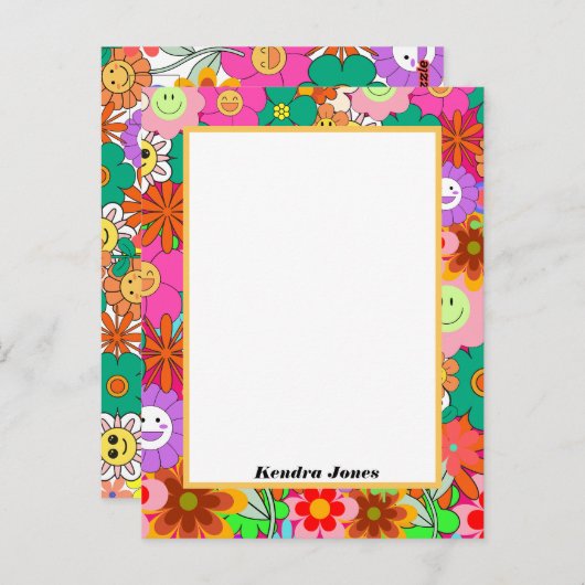 Retro Groovy Boho Hippie Blume Planer Postkarte (Vorne/Hinten)