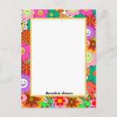Retro Groovy Boho Hippie Blume Planer Postkarte (Vorderseite)