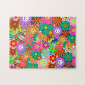 Retro Groovy Boho Hippie Blume Puzzle (Horizontal)