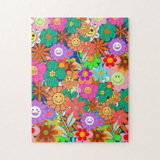 Retro Groovy Boho Hippie Blume Puzzle