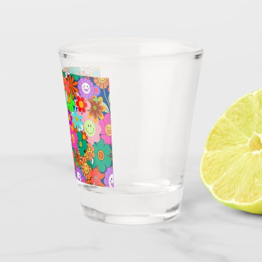 Retro Groovy Boho Hippie Blume Schnapsglas (Rechts)