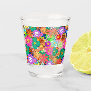 Retro Groovy Boho Hippie Blume Schnapsglas