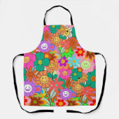 Retro Groovy Boho Hippie Blume Schürze (Vorderseite)