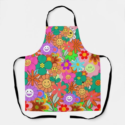 Retro Groovy Boho Hippie Blume Schürze (Vorderseite)