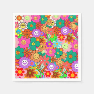 Retro Groovy Boho Hippie Blume Serviette