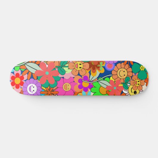 Retro Groovy Boho Hippie Blume Skateboard (Horizontal)
