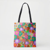 Retro Groovy Boho Hippie Blume Tasche (Vorderseite)